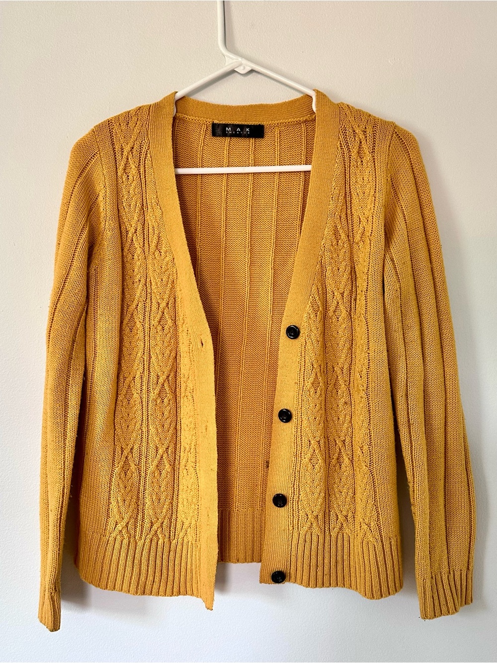 Modcloth Golden Mustard Cable Cardigan